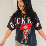 Ohio State Southern Split Oversized Band Tee - Black - Lace and Grace Boutique