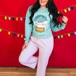 Peace on Earth Nativity Globe Graphic Sweatshirt - Sage - Lace and Grace Boutique
