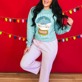 Peace on Earth Nativity Globe Graphic Sweatshirt - Sage - Lace and Grace Boutique