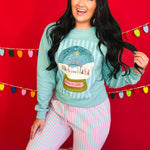 Peace on Earth Nativity Globe Graphic Sweatshirt - Sage - Lace and Grace Boutique