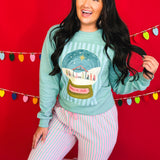 Peace on Earth Nativity Globe Graphic Sweatshirt - Sage - Lace and Grace Boutique