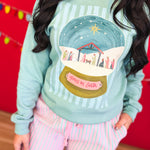 Peace on Earth Nativity Globe Graphic Sweatshirt - Sage - Lace and Grace Boutique