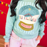 Peace on Earth Nativity Globe Graphic Sweatshirt - Sage - Lace and Grace Boutique