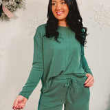 Ribbed Two-Piece Lounge Set - Hunter Green