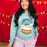 Peace on Earth Nativity Globe Graphic Sweatshirt - Sage - Lace and Grace Boutique