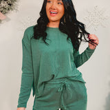 Ribbed Two-Piece Lounge Set - Hunter Green