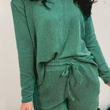Ribbed Two-Piece Lounge Set - Hunter Green