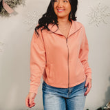 Scuba Zip-Up Jacket - Tan Rose