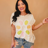 Flower Patch Mineral Washed Top - Ivory