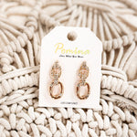 Linked Rhinestone Chain Post Drop Earrings - Lace and Grace Boutique