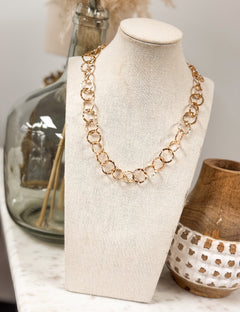 Hammered Hoops Chain Link Necklace - Lace and Grace Boutique