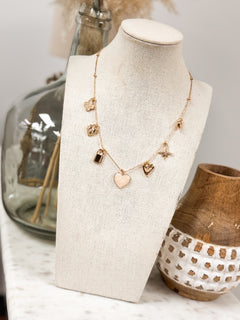 Heart Charm Ball Chain Necklace - Lace and Grace Boutique