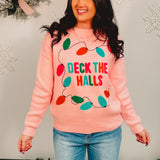 Deck The Halls Holiday Knit Sweater - Pink