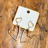 Linked Hollow Heart Post Drop Earrings
