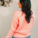 Deck The Halls Holiday Knit Sweater - Pink
