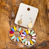 Gold Circular Drop Earrings - Blush Multi - Lace and Grace Boutique
