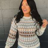 Circle Pattern Pullover Sweater - Cream Multi