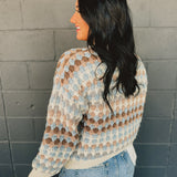 Circle Pattern Pullover Sweater - Cream Multi