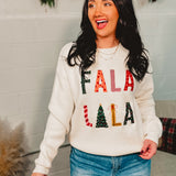 Fa La La La Christmas Knit Sweater - White