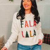 Fa La La La Christmas Knit Sweater - White