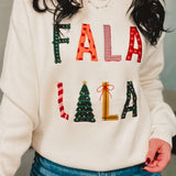 Fa La La La Christmas Knit Sweater - White
