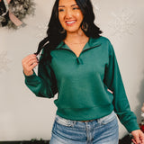 Simply Southern Cropped Quarter Zip Pullover - Jade