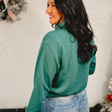 Simply Southern Cropped Quarter Zip Pullover - Jade