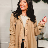 Thermal Knit Button-Up Jacket - Taupe