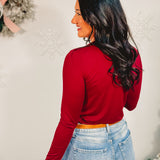 Basic Buttery Soft Long Sleeve Top -  Cabernet