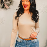 Basic Buttery Soft Long Sleeve Top - Ash Mocha