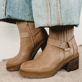 The Jayden Chunky Heeled Bootie - Khaki