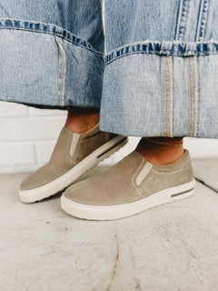 Birkenstock Oswego Suede Leather Slip On Shoe - Taupe - Lace and Grace Boutique