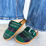 Josephine Plaid Studded Clog - Green - Lace and Grace Boutique
