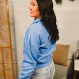 Fleece Half Zip Sweatshirt - Cornflower Blue