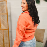 Fleece Half Zip Sweatshirt - Coral
