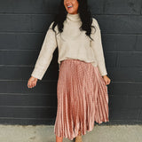 Polka Dot Pleated Skirt - Cashmere Pink