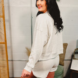 Fleece Sweatshirt & Shorts Lounge Set - Heather Grey