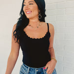 Scalloped Cami Top - Black - Lace and Grace Boutique