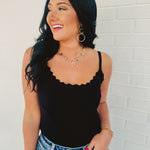 Scalloped Cami Top - Black - Lace and Grace Boutique