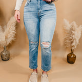 Shy High Waisted Straight Jean - Lightwash