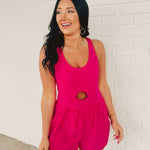 Front Cutout Activewear Romper - Pink - Lace and Grace Boutique