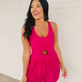 Front Cutout Activewear Romper - Pink - Lace and Grace Boutique