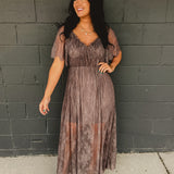 Floral Lace Overlay Maxi Dress - Midnight