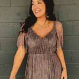 Floral Lace Overlay Maxi Dress - Midnight