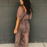 Floral Lace Overlay Maxi Dress - Midnight
