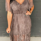 Floral Lace Overlay Maxi Dress - Midnight