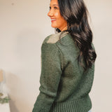 Color Block Camo Sweater - Hunter Green