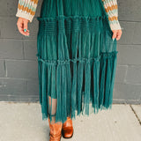 Tiered Tulle Midi Skirt - Deep Green
