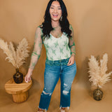 All Dressed Up Sheer Lace Top - Sage Green - Lace and Grace Boutique