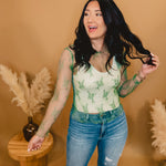 All Dressed Up Sheer Lace Top - Sage Green - Lace and Grace Boutique
